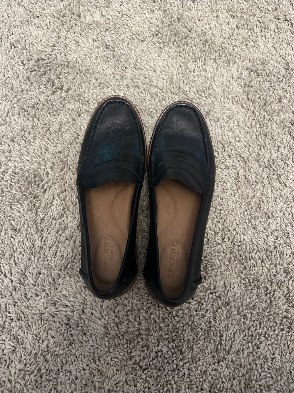 Sperry Women’s Black Leather Penny Loafers size 7.5